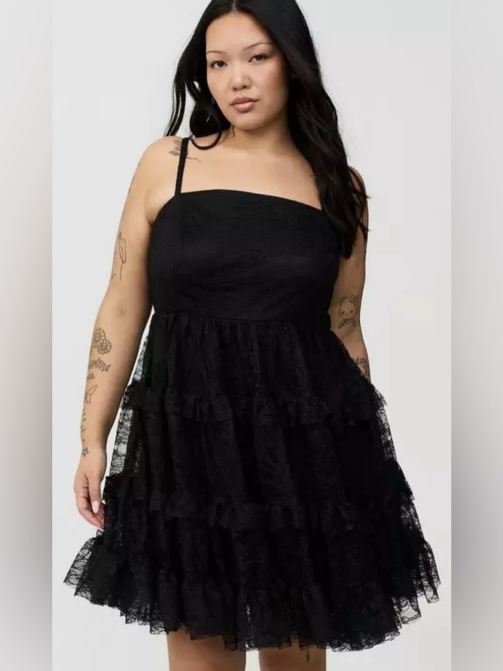 Women’s TORRID Babydoll Black Lace Mini Dress Size 2 NWT